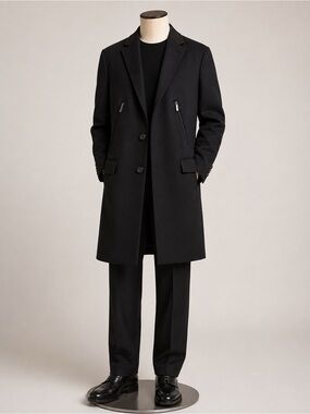 Versace Men's Black Long Tailored Coat
